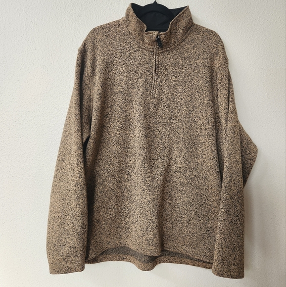 Wrangler Authentics Men's Marled Knit Pullover 1/4 Zip Sweater Sweatshirt in Tan - Picture 1 of 9
